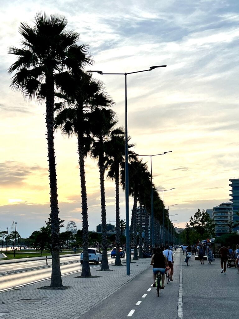 Lungomare Valona con palme